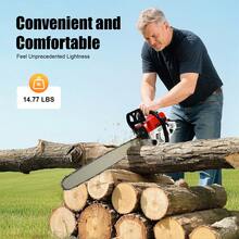 SanBouSi Gas Chainsaw 58CC Power Chain Saw 22 Inch Chainsaw Cutting Wood Gas Sawing, Chain Saw Set Handheld Cordless Petrol Chain Saws For Trees Wood Cutting Gas Powered Farm Garden Tools - 紅白色 - 查看 8