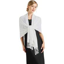 Soft Silky Pashmina Shawl Wraps Solid Colors Scarf For Wedding Evening Dresses - Trắng - Xem 5