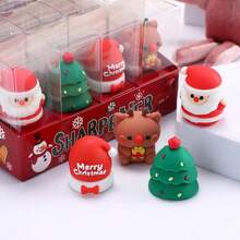 1pc Cute Christmas Pencil Sharpener, Dedicated For Pencils, Christmas Gift, Christmas Tree, Reindeer, Hamburger Pencil Sharpener, Popular Student Gift - Multiple Options - View 1