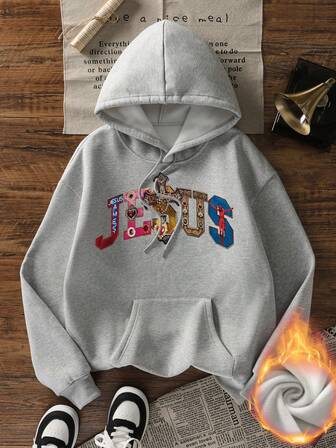 新款简约秋冬设计感宝石装饰字母印花休闲圆领长袖T恤，时尚百搭女士羊毛连帽T恤