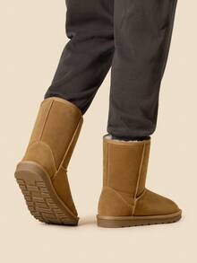 Men's Cozy Suede Boots Winter Warm Faux Fur Lined Cold Weather Outdoor Comfort Ankle Boots - 紫紅色 - 查看 6
