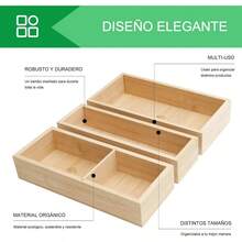 Organizador De Cubiertos Para Cajon De Bamb - Set De 3 Cajas Multifuncionales Ajustables, Para Capsulas De Caf - Porta Cubiertos De Cocina, Organizador De Lujo - 3 piezas - Ver 4