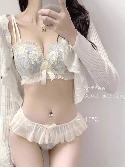 ブラジャー 脇高 ショーツ セット ノンワイヤー 盛れる ブラ&ショーツセット ブラ 小胸 谷間 脇高ブラ 盛れる ノンワイヤーブラ セット 育乳ブラ 脇肉 痛くない 盛りブラ 勝負下着 補正下着