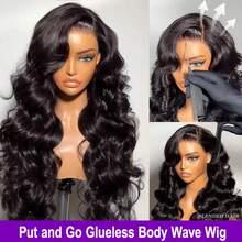 波浪卷鲍勃无胶假发,可穿戴,女士预剪无胶假发,5x5闭合假发,初学者无胶鲍勃假发,女士合成混合假发,天然黑色假发,初学者工厂批发 - 自然色&黑色系 - 查看 2