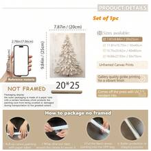 1pc, Canvas Wall Art, Framed Wall Decor, Christmas Art, Vintage White Painting Christmas Tree Mural, Christmas Wall Decor, Holiday Decor, Retro Art, Christmas Tree Ornament, Suitable For Home Decor, Living Room And Bedroom, Holiday Party Decorations, Happy New Year, Ideal Christmas And New Year Gift, Ready To Hang.