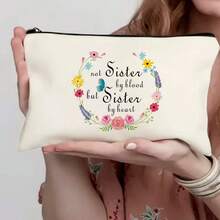 [Je t'aime sœur Sac] Sac cosmétique portable "Je t'aime sœur" pour femmes, organisateur zippé multifonction, non imperméable, sans alcool, trousse de toilette de voyage, cadeaux de Noël, pochette, voyage, cadeaux pour femmes, accessoire de voyage pour femmes, pochette, pochette/petit sac à main, organisateur de maquillage, pochette, porte-pinceau, mini pochette, pochette grande capacité, cadeaux pour femmes, cadeaux de Noël, idées cadeaux pour femmes - Beige - Voir 7
