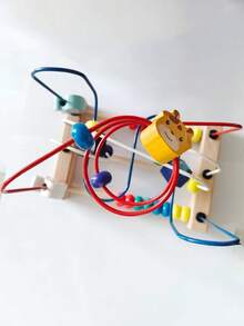 1 件婴儿玩具串珠穿线迷宫多功能益智木制玩具带动物串珠 - 彩色 - 查看 10