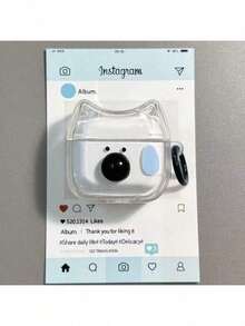 1 件透明 3D 蝴蝶结猫 Apple 蓝牙耳机盒带吊坠，兼容 Apple Pro 1/2/3/Pro 2/4（不含耳机） - 無色 - 查看 11