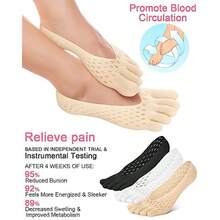 6 Pair Bunion Relief Socks Toe Alignment Compression Toe Separator Socks No Show Low Cut Liner Five Finger For Women And Men Bunion0928 - 如圖 - 查看 2