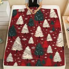 GEL HUT MUN 1 pièce Couverture en flanelle douce, cadeau de grand-mère - cadeau d'anniversaire idéal pour la jeune génération, design floral tropical, couverture confortable pour le canapé et le lit, toutes saisons, couverture d'automne, couverture en polaire, couverture et jeté, couverture moelleuse, literie, jeté de canapé, couverture de Noël vintage douce et confortable - motif d'arbre rouge et de flocon de neige en flanelle douce, convient pour la sieste, le camping, les voyages et la décoration d'intérieur