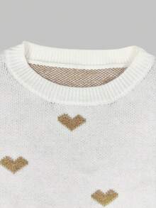 Autumn And Winter Women's Valentine's Day Cute Casual Heart-Patterned Loose-Fit Fashionable Sweater With Round Neck And Long Sleeves, Basic Sweater, Business Casual Women's Clothing, Autumn Top, Autumn Sweater, Women's Winter Clothing, Women's Autumn And Winter Clothing, Autumn Clothing