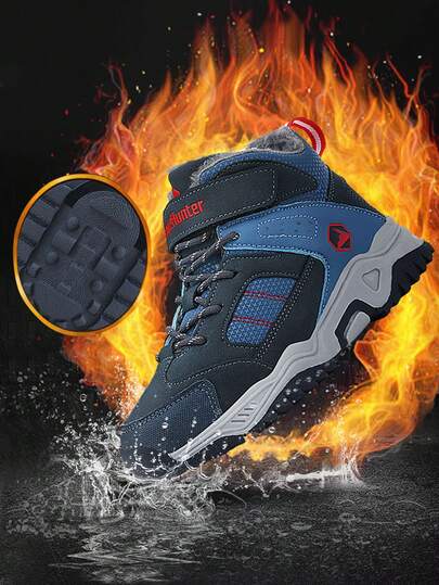 1 Pair Kids Fleece Outdoor Hiking Shoes, Children's Winter Shoes, Warm And Comfortable, Suitable For Boys And Girls Daily Casual And Outdoor Hiking Camping, New Autumn/Winter Collection