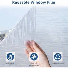 Rabbitgoo Window Films Privacy, Frosted Static Cling Glass Film Non-Adhesive Heat Blocking Covering Removable Vinyl Privacy Window Stickers Bathroom Door Home Decor, 44.5 X 200cm - 黑色 - 查看 7