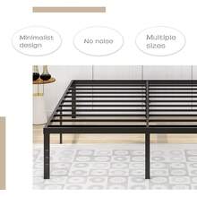 Alazyhome - Marco de cama de metal de 18 pulgadas, tamaño, plataforma resistente, soporte de listones de acero sin ruido, fácil montaje, sin ruido, no requiere somier, color negro - aire - Ver 6