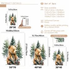 3 buc/set poster pe pânză cu animale din pădure pentru camera copiilor, decor de perete pentru camera copiilor, cadou pentru petrecerea de baby shower, artă pentru camera copiilor, animale din pădure, animale în acuarelă, urs, vulpe, raton, potrivit pentru decorul casei, decorul camerei, decorul dormitorului, decorul camerei de zi, decorul băii, decorul de perete, artă de perete opțională cu ramă