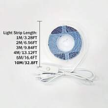 1条带按钮开关的LED灯带 - USB供电,暖白/冷白光可选,安装简便,长度可选1米至10米,适用于梳妆镜照明、家居DIY、办公桌、卧室、电视墙、天花板、节日装饰、母亲节/情人节礼物和派对活动,LED灯,卧室LED灯 - 彩色 - 查看 3