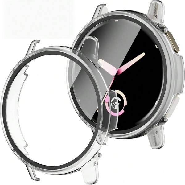 Garmin Vivoactive 5 Smart Watch Protective Case (Black + Transparent), 9H Tempered Glass Screen Protector + Full Coverage PC Protective Case Bumper, High-Definition Transparent All-Around Protection