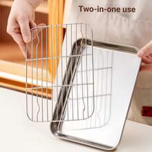 Stainless Steel Drip Tray, Rectangular Baking Tray, Roasting Tray, Frying Tray, Bread & Cake Plate Stainless Steel Square Drip Tray With Rack, Outdoor Picnic Camping Skewer Prep Tray Japanese-Style Stainless Steel Cooking Prep Plate, Food Storage Tray - Multicolor - View 5