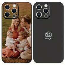 1 pièce Étui de téléphone en silicone souple personnalisable avec image, texte, nom, compatible avec 17, 16, 15, 14, 13, 12, 11 Pro Max, 14, 15, 16 Plus, 16e, Galaxy S25, S24, S23, S22 Ultra Edge, OPPO et autres séries de téléphones, design de luxe, étui de téléphone imprimé, coque arrière noire et blanche, accessoires de téléphone, cadeau de vacances, convient aux couples, amis et famille