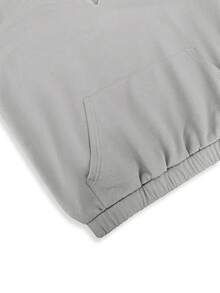 女士新款灰色V领长袖贴袋抽绳连帽宽松卫衣，抽绳高腰两侧有口袋配阔腿裤，时尚休闲简约舒适运动健身骑行外出基础两件套秋冬 - 灰色 - 查看 5