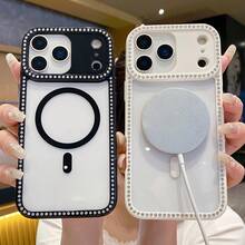 【よく売れる】i Phone 17Air 16 15 14 13 12 11 Pro Max 15 14 Plus対応 ラグジュアリーグリッターラインストーンマグネットクリアケース ワイヤレス充電対応 バックカバー, エレガントな携帯電話アクセサリー,スタイリッシュカバー,プレミアム素材,耐久性のあるケース,保護カバー,ファッション愛好家,彼女へのギフト - カーキ - チェックする 4