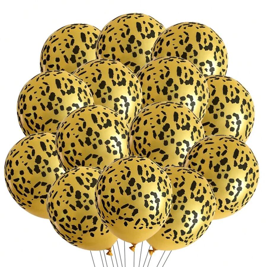 30 piezas de globos de látex con manchas de leopardo, globos con estampado de leopardo para fiestas de animales de zoológico en la jungla - Globos de leopardo 1 - Ver 1
