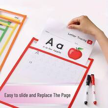 3/6pcs Reusable Dry Wiping Bag, Writing And Wiping Bag, Transparent Plastic Sheet Protector Art Supplies - Perfect For Organizing And Presenting Documents - Multicolor - View 6