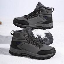Chaussures de sport décontractées pour hommes, tige  avec doublure , chaussures d'hiver chaudes à tige haute, bottes de randonnée