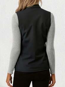 Women's Wool Vest Jacket, Warm & Soft, With Zipper Pockets, Sleeveless, Thermal Lined & Thickened,Winter - Black - View 3