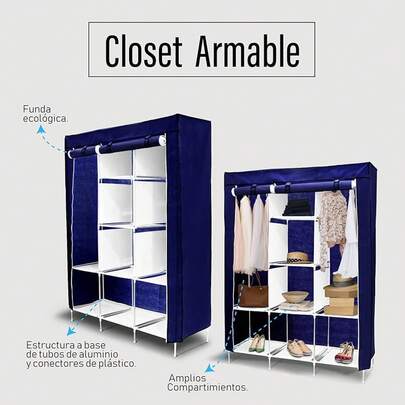 Andromeda Inc Closet para Ropa Armario Minimalista, Organizador de Ropa, Resistente y portátil, excelente Calidad (Azul)