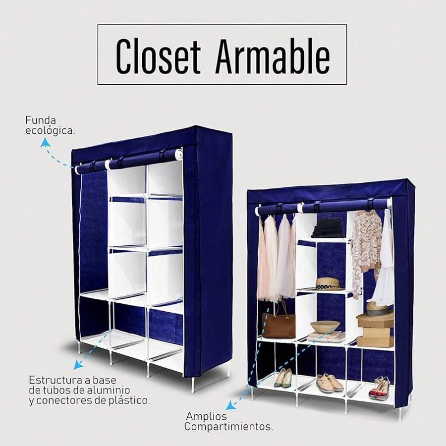 Andromeda Inc Closet para Ropa Armario Minimalista, Organizador de Ropa, Resistente y portátil, excelente Calidad (Azul) - azul - Ver 1