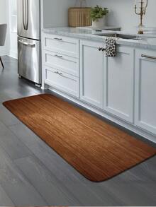 1pc Faux Wood Grain Design Kitchen Mat, Brown Wooden Texture Background, Absorbent Non-Slip Kitchen Carpet, Water & Oil Absorbent, Quick Dry Kitchen Floor Mat, Indoor Entrance Doormat, Odorless Soft Thick Kitchen Floor Pad, Small Kitchen Rug, Non-Slip Kitchen Decor Carpet, Easy To Clean Entryway Welcome Mat, Suitable For Living Room, Dining Room, Kitchen, In Front Of Sink - Multicolor - View 2