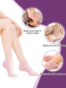 2/1 Paio di calzini idratanti in silicone, calzini in silicone morbidi, calzini SPA antiscivolo in gel per ammorbidire i piedi e la pelle screpolata, calzini SPA per pedicure per la cura dei piedi delle donne dopo la pedicure