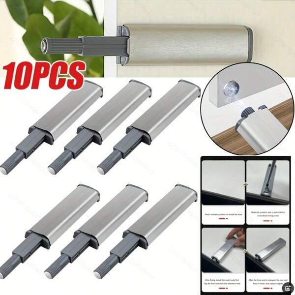10 piezas Rebotador de puerta de gabinete Tipo de presión Rebote automático Sin tirar de la mano Puerta alta Puerta del armario Cajón Interruptor elástico de presión