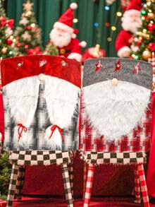 Fundas para sillas de cocina decorativas de Navidad, fundas para respaldo de silla de Papá Noel para fiestas navideñas, decoración de sillas de comedor y cocina, decoraciones navideñas para el hogar