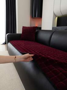 1 chiếc đệm ghế sofa lông nhân tạo cao cấp, vỏ bọc ghế sofa tối giản và mềm mại, phù hợp với mọi mùa, chống bụi và trầy xước để bảo vệ ghế sofa, thích hợp cho phòng khách, phòng ngủ, phòng làm việc - Đỏ - Xem 7
