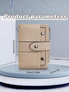 Nueva cartera retro con acabado mate para mujeres y estudiantes, con pliegue triple y hebilla con remaches, estuche de regalo. Suministros escolares de color rosa intenso, regalos para maestros, de vuelta a la escuela para mujeres, cartera, monedero, cartera pequeña