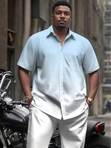 Button Down Shirts For Men Causal Big And Tall Shirt Short Sleeve Beach Summer Work Tops Plus Size 2XL-7XLhalloween - Gradient Blue - View 6