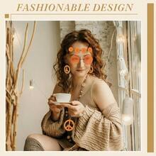 6 Pcs Hippie Costume Accessories Set Boho Peace Sign Daisy Flower 60s 70s Party Favors Decor Groovy Party Women