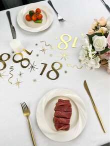 1/2pc 11inch*118/196/393inch Foil Printed Birthday Number Table Runner, Suitable For Festivals, New Year, Christmas, Halloween, Wedding, Birthday Party And Daily Use - Multicolor - View 44