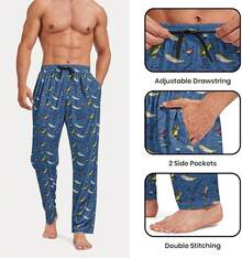 Mens Pajama Pants, Soft Lounge Sleep Pants With Pockets Lightweight Long Pajama Bottoms For Menhalloween - 魚 - 查看 4
