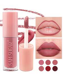 Matte Lip Gloss Set, Smudge-Proof, Velvety Matte Finish, Non-Sticky, Cup-Shaped Velvet Matte Lipstick, Lip Gloss - Multicolor - View 2