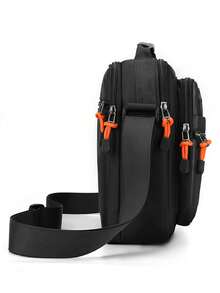 新款户外休闲男包防水牛津布男士单肩斜挎包轻便多层旅行商务背包 - 灰色 - 查看 3