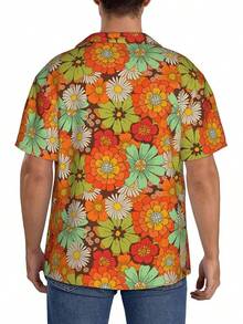Mens Hawaiian Shirt Short Sleeve Casual Button Down Summer Beach Shirts With Pockethalloween - Hoa cổ điển thập niên 70 - Xem 4