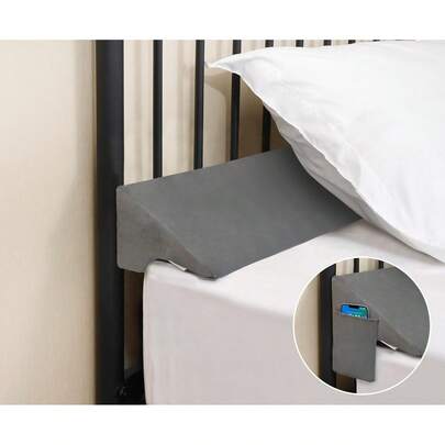 Vekkia Bed Wedge Pillow Headboard Filler(0-3.5),High-Density Foam,Prevents Pillows & Items Loss,Ergonomic Design,Large Storage Pockets,Removable&Washable Cover,Gray,60x7x5