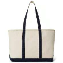 Ralph Lauren Big Pony Canvas Spacious Tote |  | Women Top Handle Bags - 奶油色/海軍藍 - 查看 2