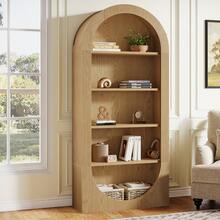 LITTLE TREE 70.9" Tall Arched Bookshelf, 5-Tier Modern Open Bookcase, Freestanding Wooden Bookshelves, Large Open Display Storage Shelves For Home Office, Living Room - Nâu nhạt - Xem 2