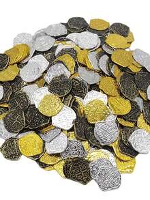 100pcs Pirate Treasure Metal Coins - 3-Color Spanish Golden, Silvery & Copper Replicas - Perfect For Halloween, Christmas, Easter Parties & More - Multicolor - View 8
