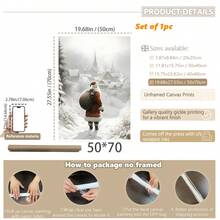 1 件，帆布墙画，带框墙面装饰，复古圣诞老人和圣诞树艺术品，非常适合客厅、卧室或入口处的节日墙面装饰，节日礼物创意，冬季装饰，圣诞节家居装饰，圣诞节