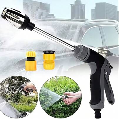 High Pressure Washer Spray Gun, Car Wash Gun With Foam Bottle, 360° Rotatable, Suitable For Car Care, Gardening And Irrigation, Portable High Pressure Water Gun, Adjustable Metal Cleaning Car Wash Machine, Garden Watering Hose Nozzle, Spray Foam Water Gun